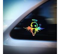 Fear7FX Gothic Fallen Angel Holographic Iridescent Chrome Reflective Vinyl Decal Sticker, 150mm x 115mm, Suitable for Any Smooth Non-Porous Surface