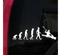 Fear7FX Kayak Evolution Sticker; Funny Kayaking Vinyl Decal for Car, Truck, SUV, Window, Bumper, Laptop, Waterproof Paddling Graphic, Outdoor Adventure Sticker, 300mm