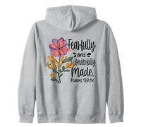 Fearfully and Wonderfully Made Bible Verse Flower Christian Zip Hoodie
