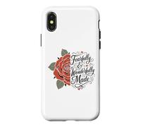 Fearfully And Wonderfully Made Boho Flower Rose Psalm 139 Case for iPhone X/XS