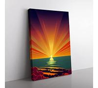 Fearless Abstract Ocean Sunset Canvas Print for Living Room Bedroom Home Office Décor, Wall Art Picture Ready to Hang, 76x50 cm (30x20 Inch) CAN3020-V1022-CK-2035