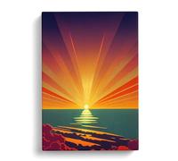Fearless Abstract Ocean Sunset Canvas Print | Gallery Wrapped 30mm Frame Wall Art | 30x20 inches | Ready to Hang | Abstract Seascape Picture | Living Room Bedroom Lounge Office
