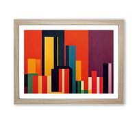 Fearless Abstract Skyscrapers Framed Print | A2 Oak Framed Wall Art | Ready to Hang | Abstract Cityscape Picture | Living Room Bedroom Lounge Office