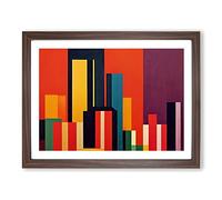 Fearless Abstract Skyscrapers Framed Print | A3 Walnut Framed Wall Art | Ready to Hang | Abstract Cityscape Picture | Living Room Bedroom Lounge Office