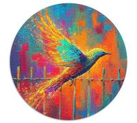 Fearless Bird 1000 Pieces Free Bird Jigsaw Puzzle Round DIY Unique Family Game for Adults Kid 1000pcs (67.5x67.5cm)