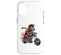 Fearless Bulldog On Motorcycle With Flames Case for iPhone 16
