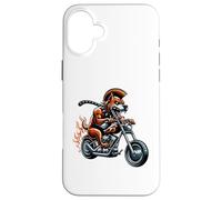 Fearless Bulldog On Motorcycle With Flames Case for iPhone 16 Plus