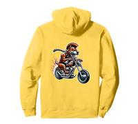 Fearless Bulldog On Motorcycle With Flames Pullover Hoodie