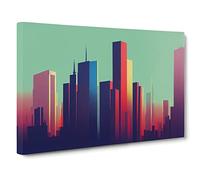 Fearless City Skyline Architecture Canvas Wall Art Print Ready to Hang, Framed Picture for Living Room Bedroom Home Office Décor, 30x20 Inch (76x50 cm)