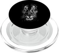 Fearless Eye Of The Tiger Face Print Black And White Graphic PopSockets PopGrip for MagSafe