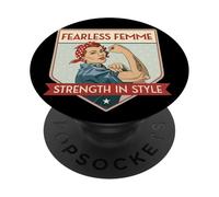 Fearless Femme Strength in Style Retro Rosie Art PopSockets Adhesive PopGrip