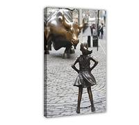 Fearless Girl Charging Bull Statue Wall Street Canvas Poster (2) Canvas Poster Bedroom Decor Sports Landscape Office Room Decor Gift Frame-style-1 08x12inch(20x30cm)