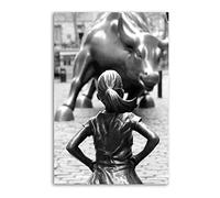 Fearless Girl Who Faced Down Wall Street's Bull Poster Decorative Painting Canvas Wall Posters And Art Picture Print Modern Family Bedroom Decor Posters 12x18inch(30x45cm)