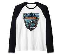 Fearless Glazier At Work Glass Installer Trade Raglan Baseball Tee
