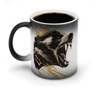 Fearless Honey-Badger Cute Coffee Cup with Handle Hot Changing Graphic Ceramic Travel Mug