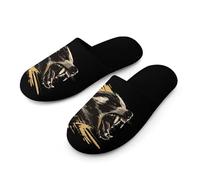 Fearless Honey-Badger Warm Mens Slippers Slip On Soft Fleece House Shoes Winter Indoor Outdoor