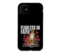Fearless in Faith Roaring Leopard Christian Bible Verse Case for iPhone 11