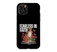 Fearless in Faith Roaring Leopard Christian Bible Verse Case for iPhone 11 Pro