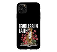 Fearless in Faith Roaring Leopard Christian Bible Verse Case for iPhone 11 Pro Max