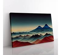 Fearless Japanese Mountains Canvas Wall Art Print Ready to Hang, Framed Picture for Living Room Bedroom Home Office Décor, 76x50 cm (30x20 Inch)