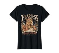 Fearless Lioness Isaiah 41:10 Christian Faith Bible Design Value Graphic T-Shirt, Women, Black, L