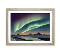 Fearless Northern Lights Framed Print | A3 Oak Framed Wall Art | Ready to Hang | Modern Landscape Picture | Living Room Bedroom Lounge Office