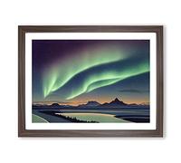 Fearless Northern Lights Framed Print | A4 Walnut Framed Wall Art | Ready to Hang | Modern Landscape Picture | Living Room Bedroom Lounge Office