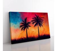 Fearless Palm Trees Canvas Wall Art Print Ready to Hang, Framed Picture for Living Room Bedroom Home Office Décor, 76x50 cm (30x20 Inch)