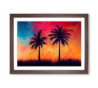 Fearless Palm Trees Framed Print | A2 Walnut Framed Wall Art | Ready to Hang | Modern Floral Picture | Living Room Bedroom Lounge Office