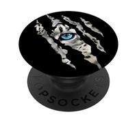 Fearless Snow Leopard Cat Blue Eye Claw Slash Silhouette PopSockets Adhesive PopGrip