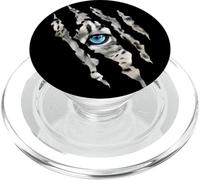 Fearless Snow Leopard Cat Blue Eye Claw Slash Silhouette PopSockets PopGrip for MagSafe