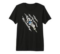 Fearless Snow Leopard Cat Blue Eye Claw Slash Silhouette Premium T-Shirt