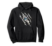Fearless Snow Leopard Cat Blue Eye Claw Slash Silhouette Pullover Hoodie