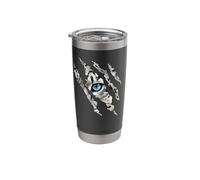 Fearless Snow Leopard Cat Blue Eye Claw Slash Silhouette Stainless Steel Insulated Tumbler
