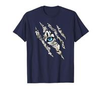 Fearless Snow Leopard Cat Blue Eye Claw Slash Silhouette T-Shirt