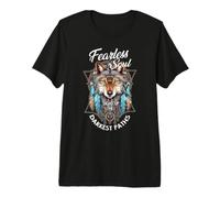 Fearless Soul Light Up the Darkest Past Wolf Dreamcatcher Premium T-Shirt