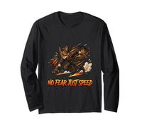 Fearless Speed Runner Wolf Action Graphic Design Long Sleeve T-Shirt