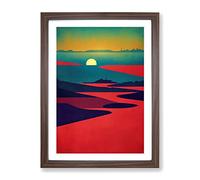 Fearless Sunset View Framed Print | A4 Walnut Framed Wall Art | Ready to Hang | Modern Landscape Picture | Living Room Bedroom Lounge Office