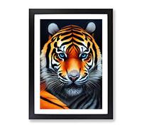Fearless Tiger Framed Print | A2 Black Framed Wall Art | Ready to Hang | Modern Animal Picture | Living Room Bedroom Lounge Office