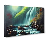 Fearless Waterfall Canvas Print | Gallery Wrapped 30mm Frame Wall Art | 30x20 inches | Ready to Hang | Contemporary Landscape Picture | Living Room Bedroom Lounge Office