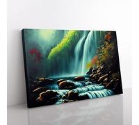 Fearless Waterfall Canvas Wall Art Print Ready to Hang, Framed Picture for Living Room Bedroom Home Office Décor, 76x50 cm (30x20 Inch)
