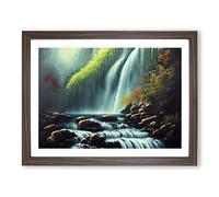 Fearless Waterfall Framed Print | A4 Walnut Framed Wall Art | Ready to Hang | Modern Landscape Picture | Living Room Bedroom Lounge Office