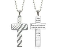 Feasiblte Flag Cross Necklace, Inspirational Flag Cross Necklace, Inspirational Bible Verse Cross Chain, A Perfect Blend of Faith, Pride, Making It A Truly Special Present for Loved Ones (Steel)