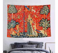 FEASRT European Royal Tapestry, Medieval Princess Tapestry, 60 x 40 inches, Soft Beaver, Lady and Unicorn, for Living Room, Bedroom, Dorm, Decor GTQQAY1552