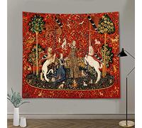 FEASRT Medieval Princess Tapestry Maiden and Unicorn, 60x51 Inches Soft Flannelette, for Living Room Royal Historical Decor GTAY11