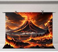 FEASRT Volcano Backdrop Magical Volcanic Eruption Bright Lightning Photography Backdrops 7x5ft Natural Landscape Thick Smoke Flaming Magma Photo Studio Props Birthday Party Docer BJLSAY338