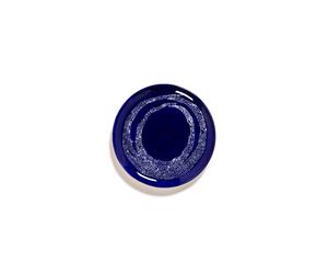Feast Plate L White/ Dark Blue Dots