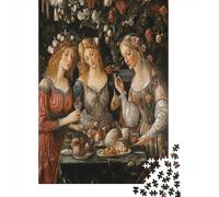 Feast, Table, Flowers,Puzzles Renaissance Style Gemusterte Nachhaltige Puzzles Für Erwachsene Hochwertige Holzspielpuzzles 38x26cm/1000pcs