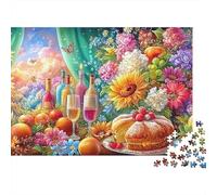 Feast with Wine Bread And Blooms 1000-Piece Jigsaw Puzzle Fruit-themed Challenging & Educational for All Ages 70x50cm/1000pcs