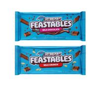 Feastables Mrbeast Milk Chocolate, Creamy Healthy Snack Individually Wrapped Bars for Dessert, Snacks Treats for Kids Small Gifts Presents (2× 60g, Milk Chocs & Milk Crunch)